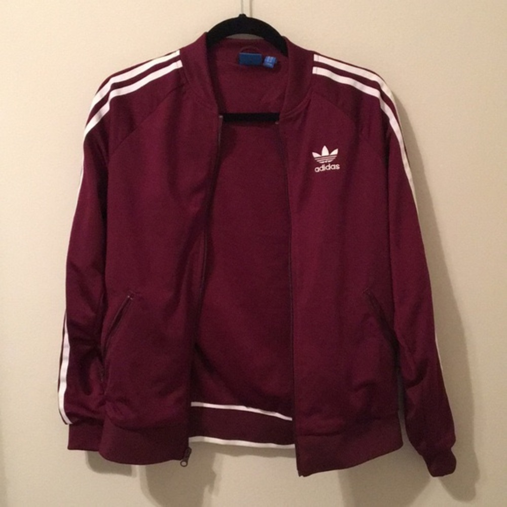 Adidas Burgundy 3-Stripes Track Jacket